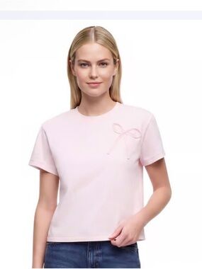 Wildfox Light Pink Short-Sleeve Tee with Bow Detail